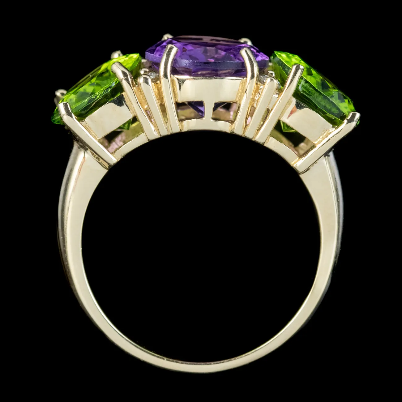 Edwardian Suffragette Style Ring Amethyst Peridot Diamond