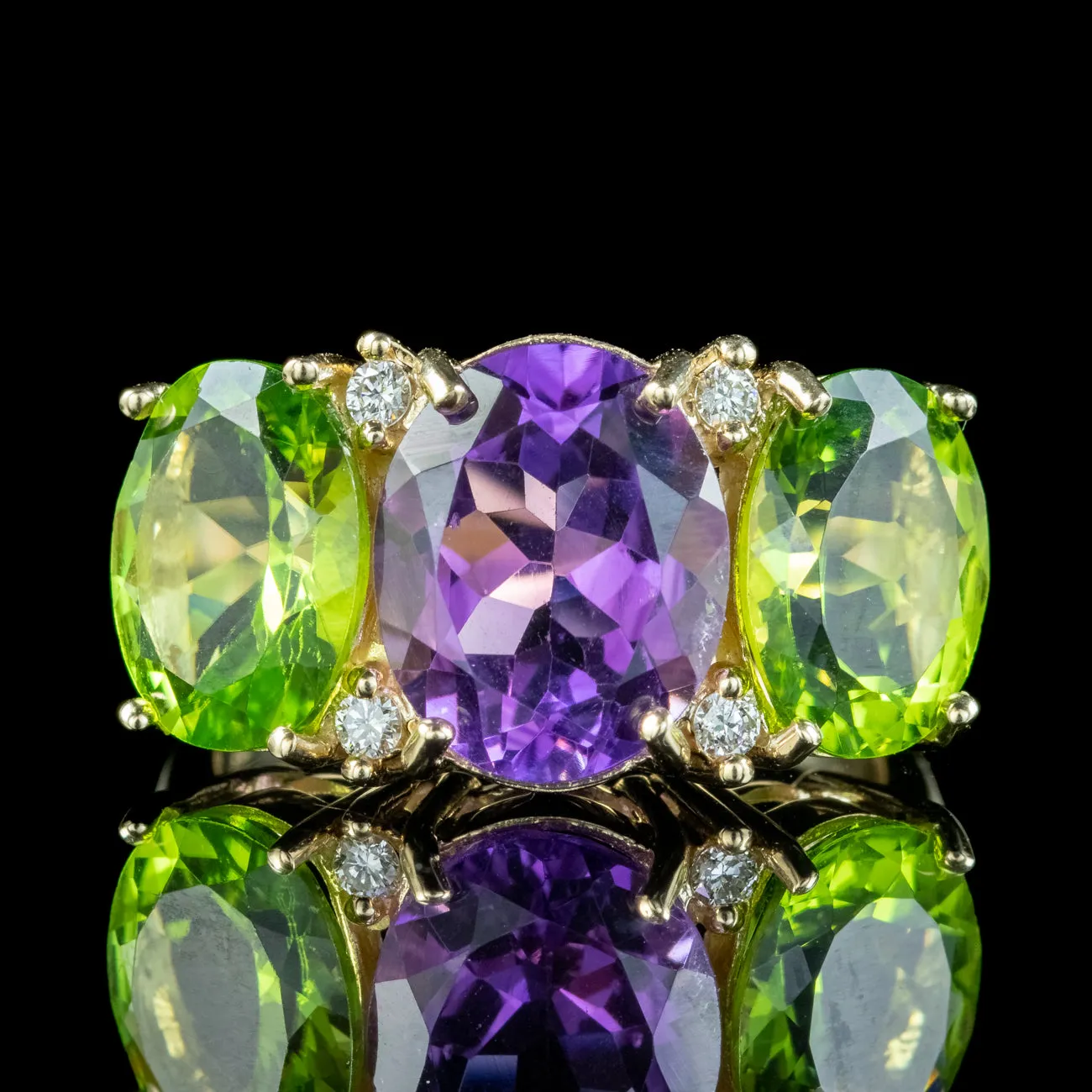 Edwardian Suffragette Style Ring Amethyst Peridot Diamond