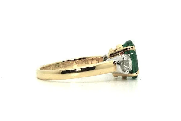 Emerald & Diamond Classic 3 Stone Ring AD No. 0418