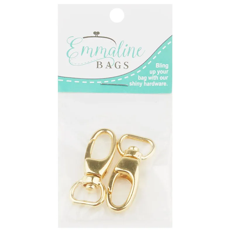 Emmaline 1/2" Designer Profile Swivel Snap Hooks - Set of Two Gold