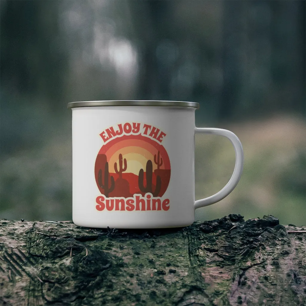 Enjoy the Sunshine Gifts Camping Mug Midwest Gifts Travel Enamel Camping Mug Coffee Mug Tea Mug