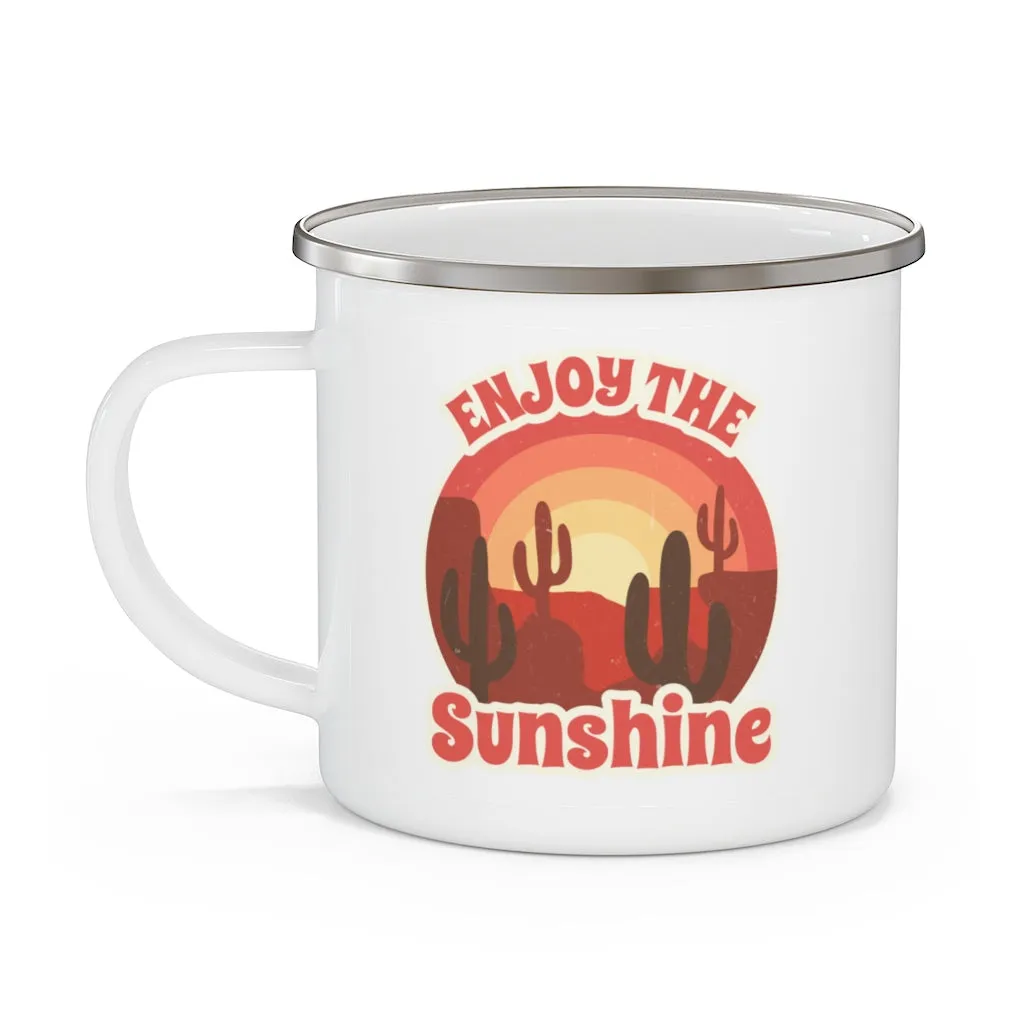Enjoy the Sunshine Gifts Camping Mug Midwest Gifts Travel Enamel Camping Mug Coffee Mug Tea Mug