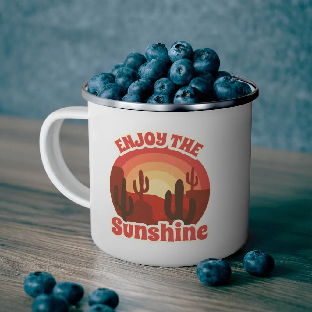 Enjoy the Sunshine Gifts Camping Mug Midwest Gifts Travel Enamel Camping Mug Coffee Mug Tea Mug
