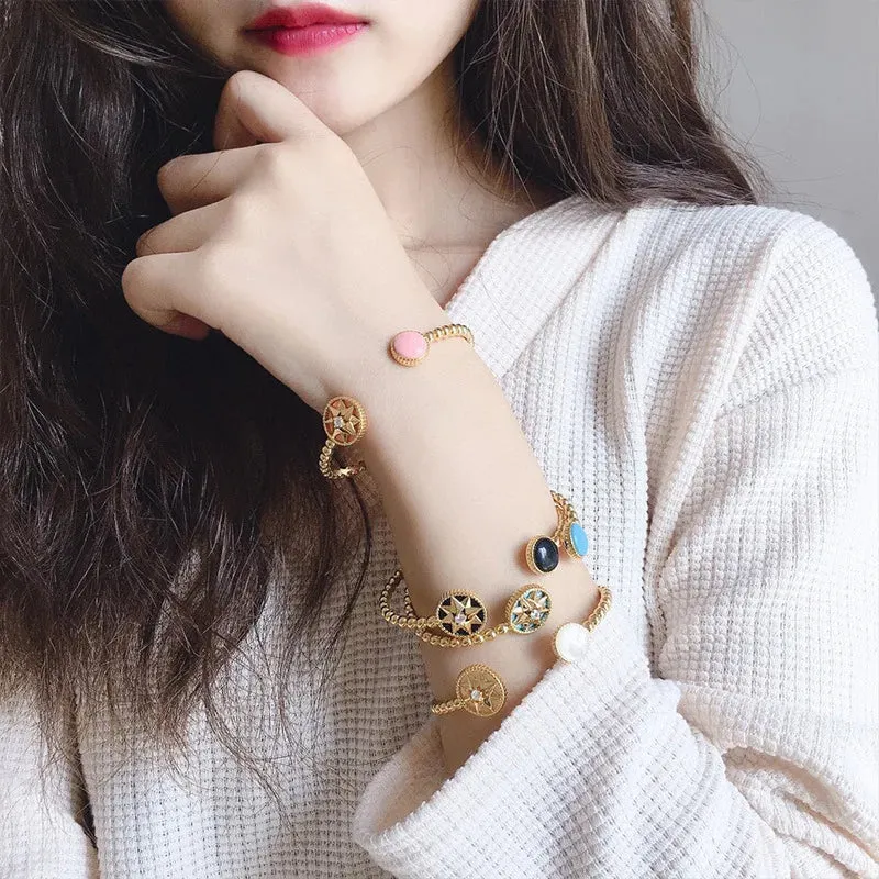 European and American Fashion Lucky Octagonal Star Disk C-shaped Open Bracelet