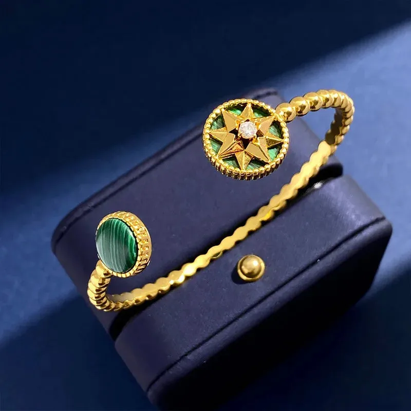 European and American Fashion Lucky Octagonal Star Disk C-shaped Open Bracelet