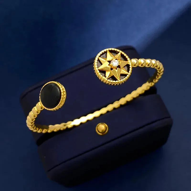 European and American Fashion Lucky Octagonal Star Disk C-shaped Open Bracelet