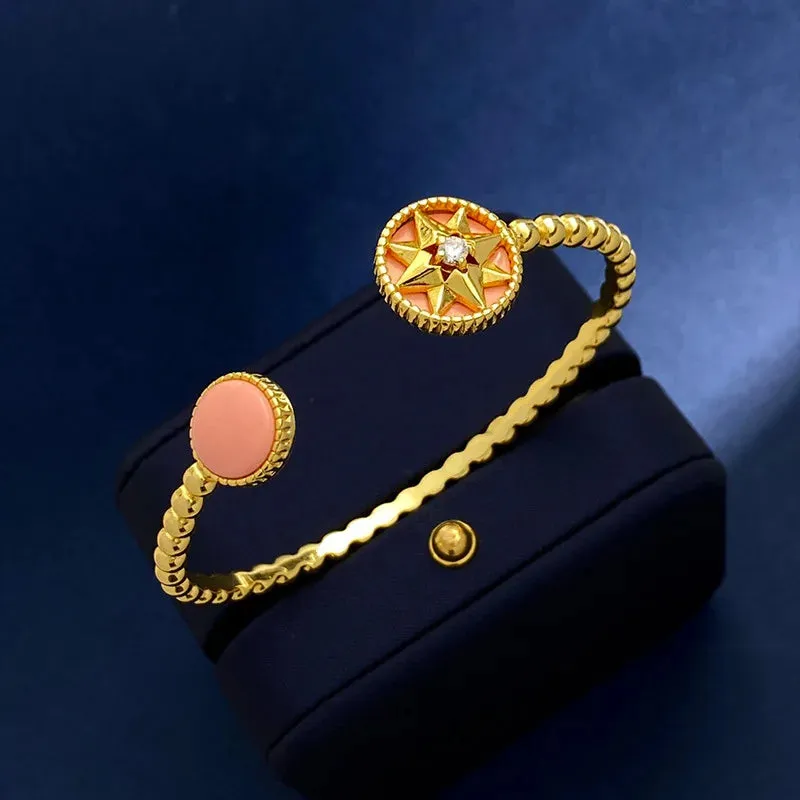 European and American Fashion Lucky Octagonal Star Disk C-shaped Open Bracelet