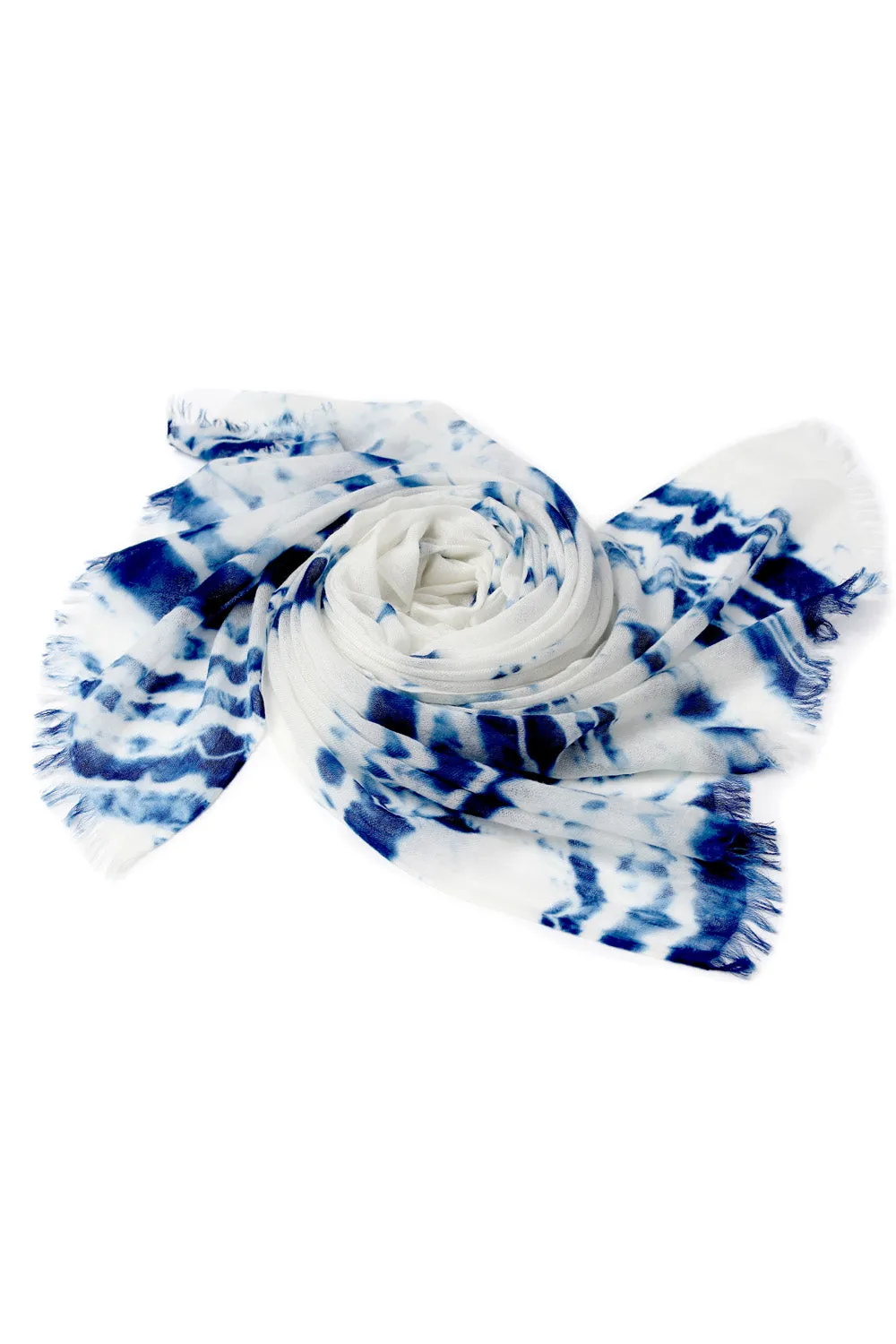 Exclusive naturally-dyed indigo cashmere scarf/shawl