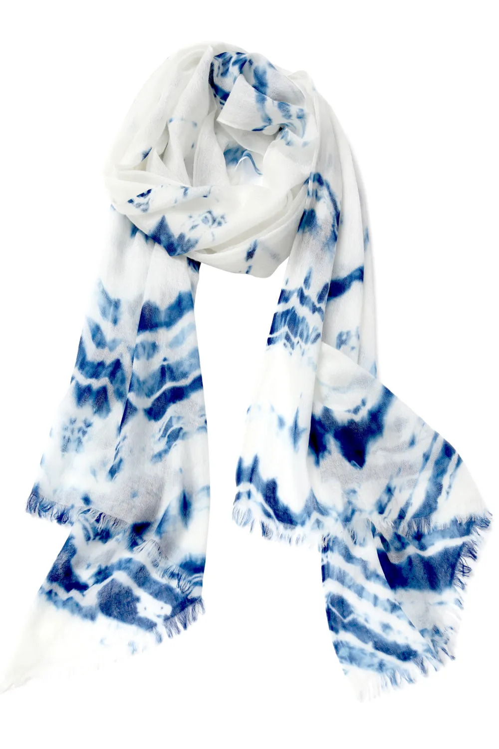Exclusive naturally-dyed indigo cashmere scarf/shawl