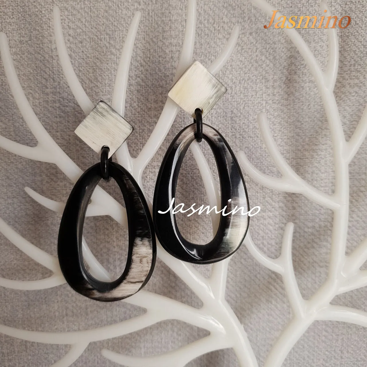 Exquisite Handmade Waterdrop Shaped Drop Earrings Made By Natural Buffalo Horn