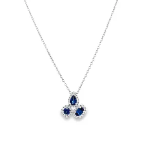 FANA White Gold Cluster Style Sapphire/Diamond Pendant P1679S/WG