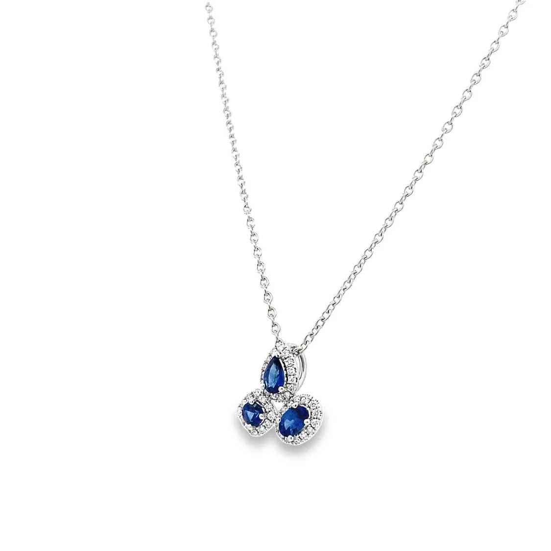 FANA White Gold Cluster Style Sapphire/Diamond Pendant P1679S/WG