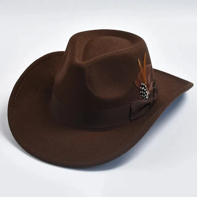 Feather Curved Brim Cowboy Hats