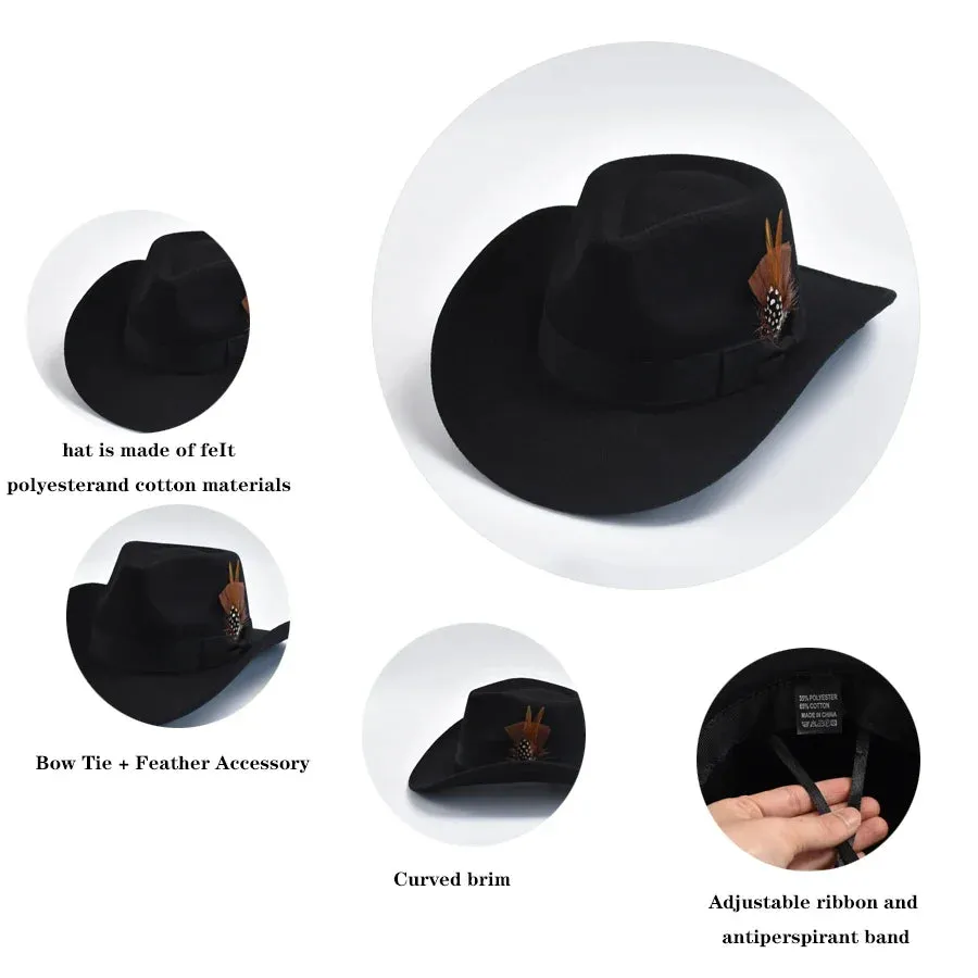 Feather Curved Brim Cowboy Hats