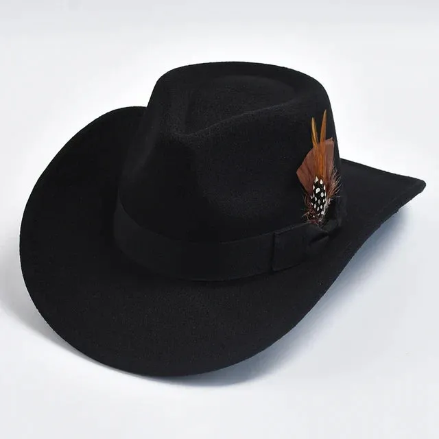Feather Curved Brim Cowboy Hats