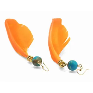 Feather Earrings with Chrysocolla Beads
