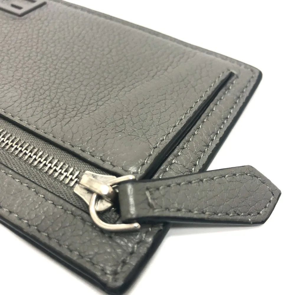 FENDI Card Case 7M0310 leather gray FF Baguette mens Used