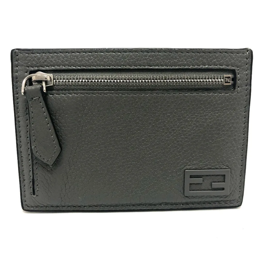 FENDI Card Case 7M0310 leather gray FF Baguette mens Used
