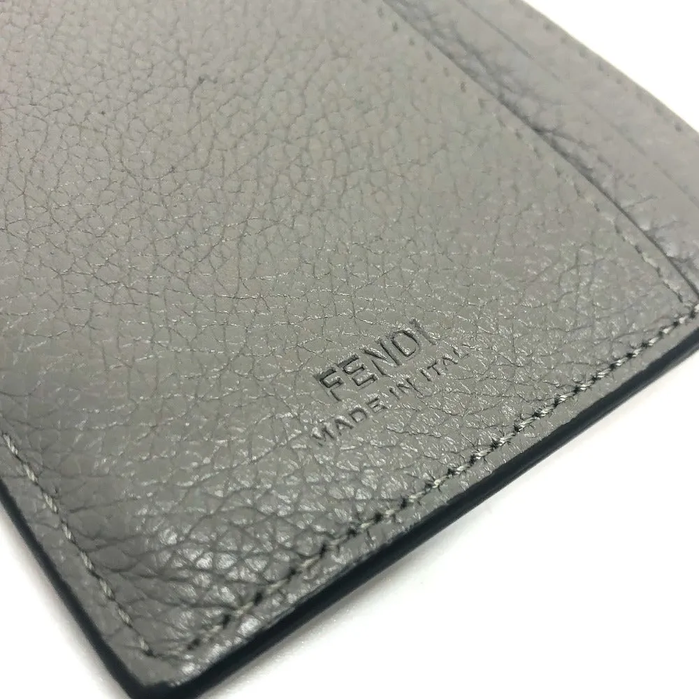 FENDI Card Case 7M0310 leather gray FF Baguette mens Used