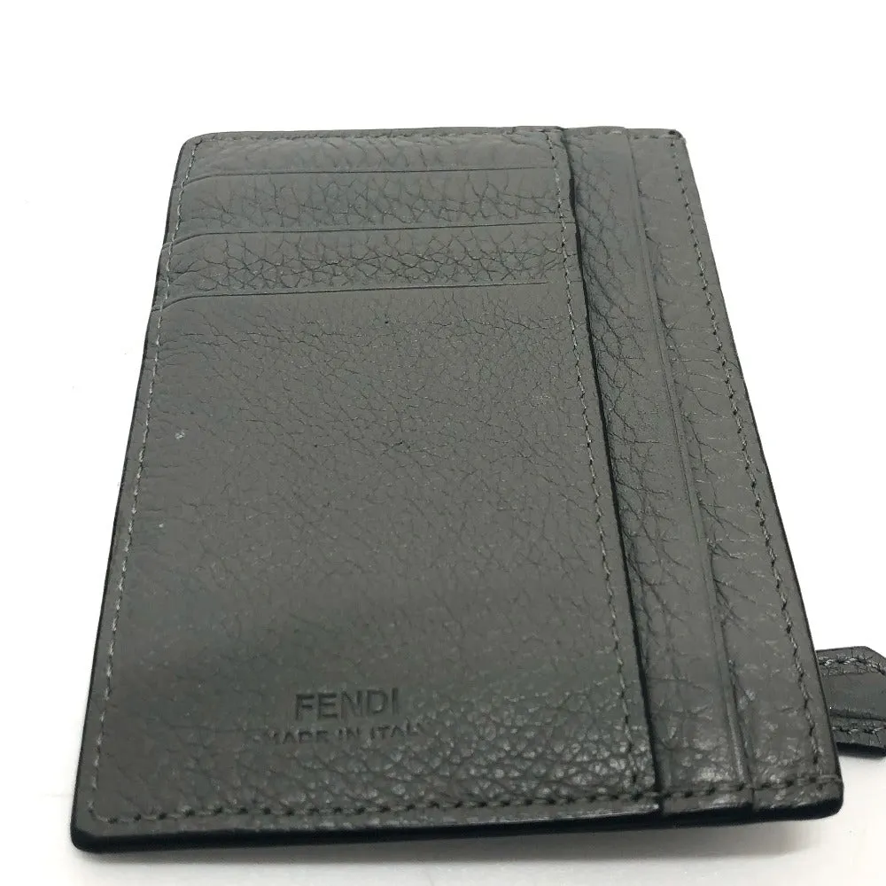 FENDI Card Case 7M0310 leather gray FF Baguette mens Used