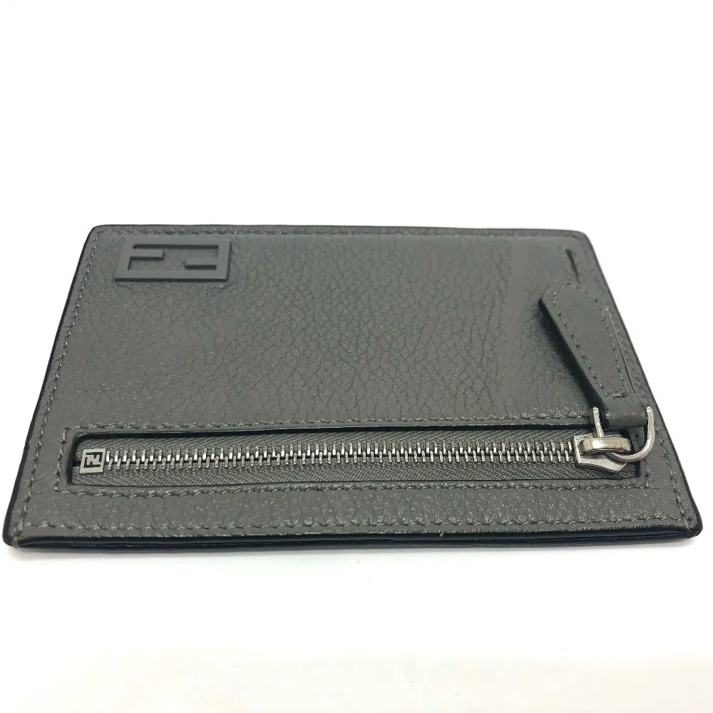 FENDI Card Case 7M0310 leather gray FF Baguette mens Used