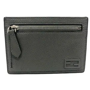 FENDI Card Case 7M0310 leather gray FF Baguette mens Used
