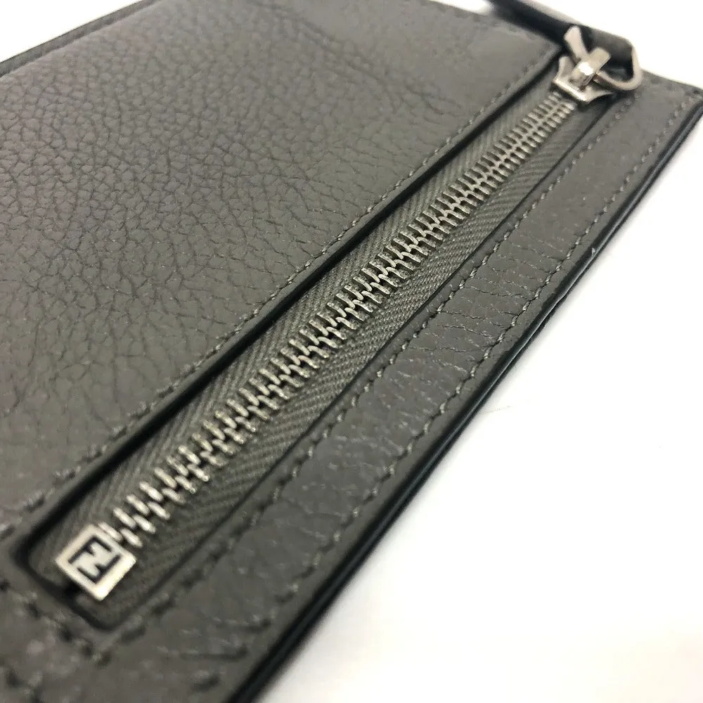 FENDI Card Case 7M0310 leather gray FF Baguette mens Used
