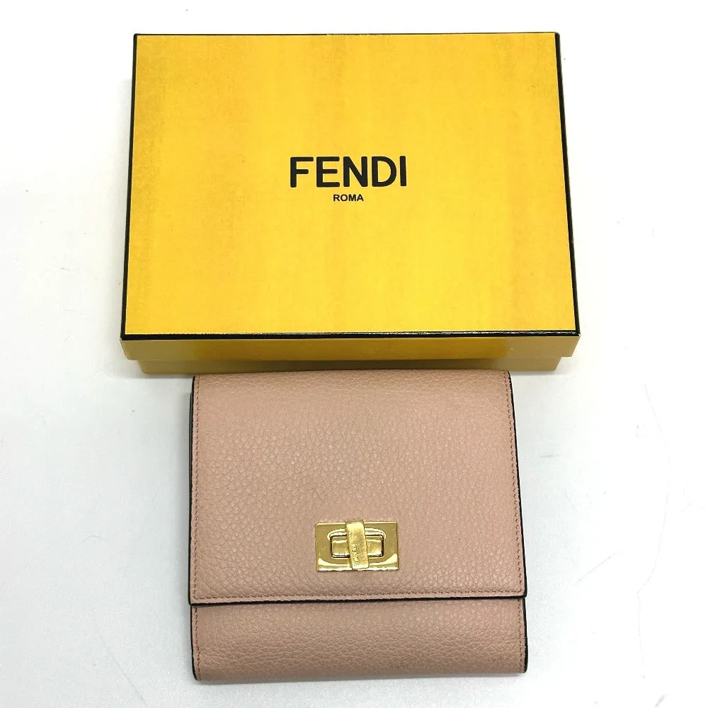 FENDI Folded wallet 8M0438 leather pink Peekaboo Women Used