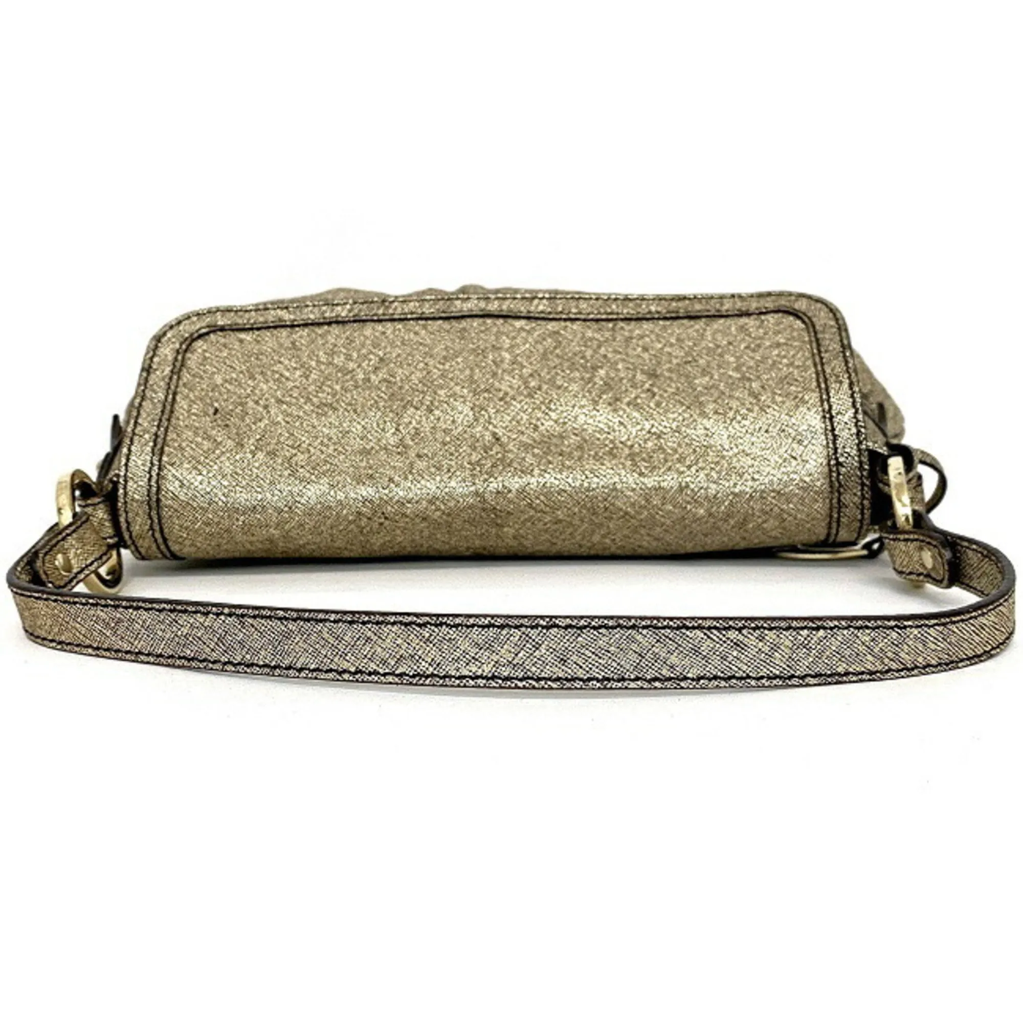 Fendi Handbag Gold Lame 8BK042 Canvas Leather FENDI Semi-shoulder Bag Flap One Shoulder Ladies