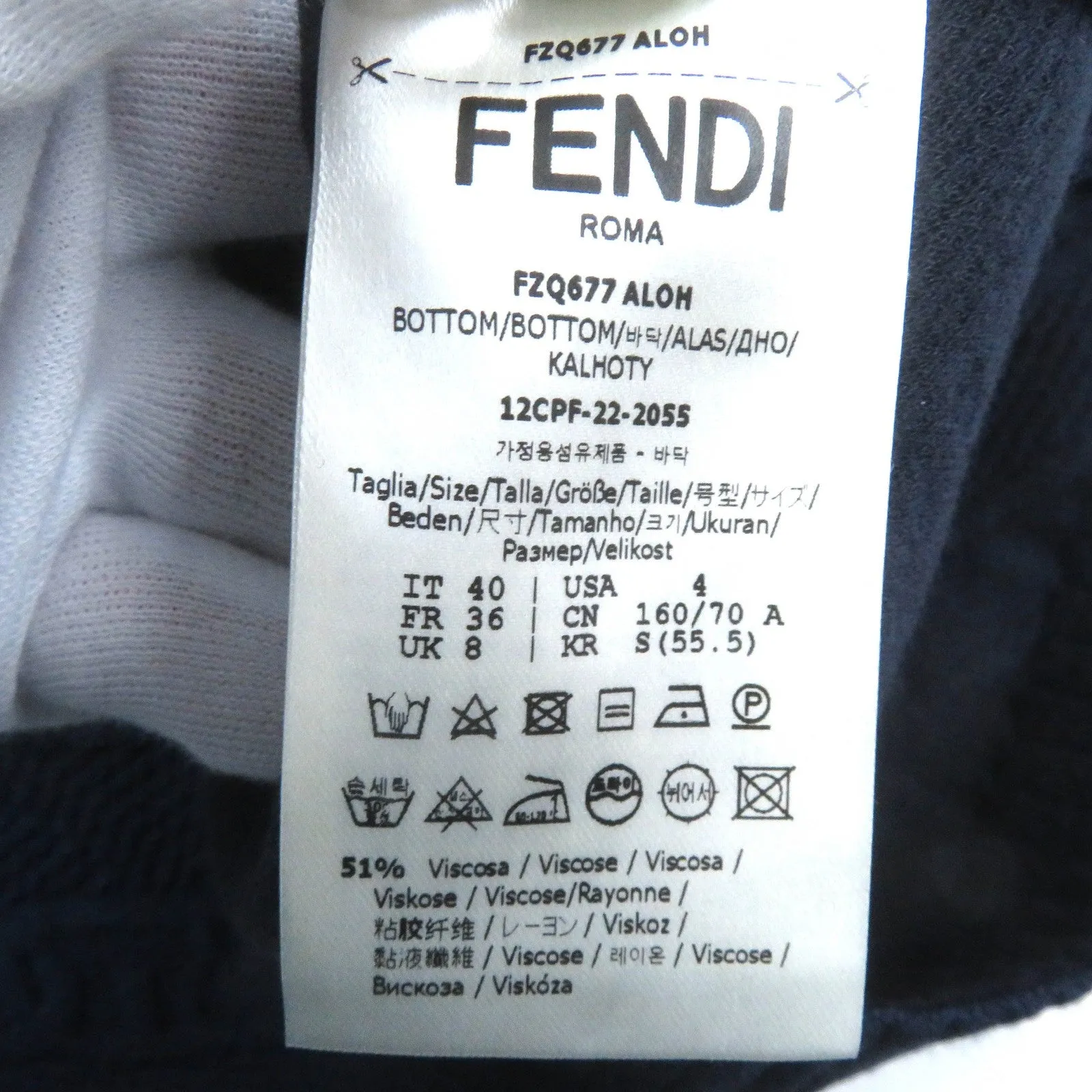 FENDI Long skirt FZQ677 Rayon Navy 40