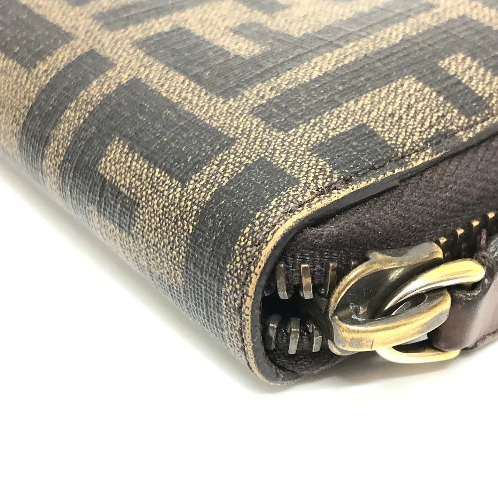 FENDI Long Wallet Purse 7M0174 PVC / Leather Brown Zucca mens Used