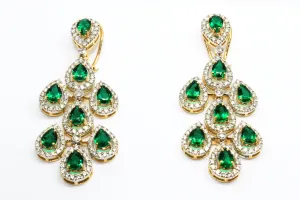 FINE GREEN HYDRO AND DIAMOND TEARDROP EARRINGS AD NO.1562