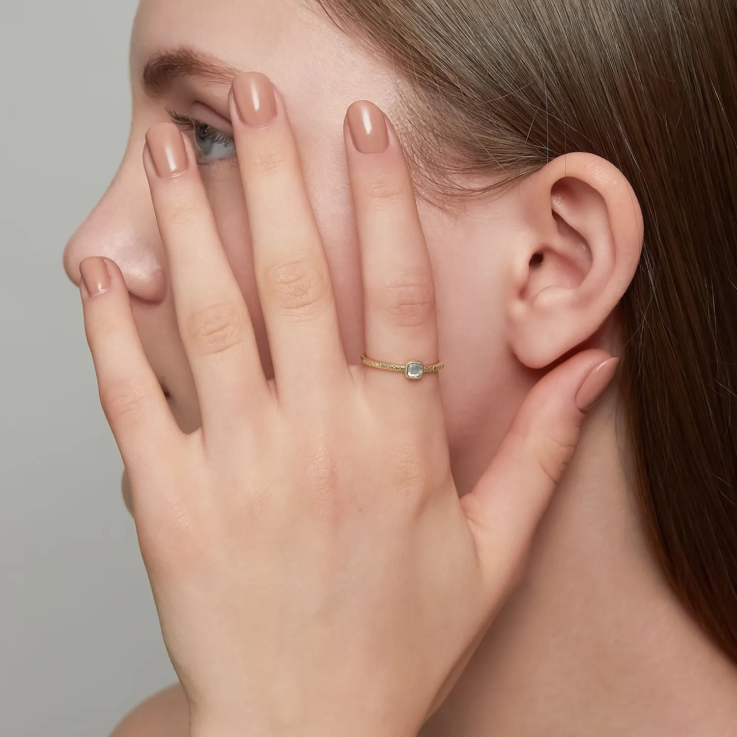 French Minimalist Labradorite Ring