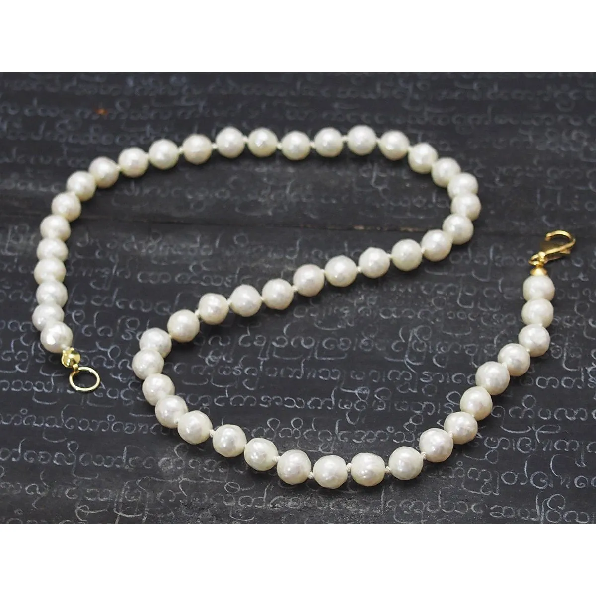 Fresh Water Pearl Knotted Necklace with Gold Filled Trigger Clasp