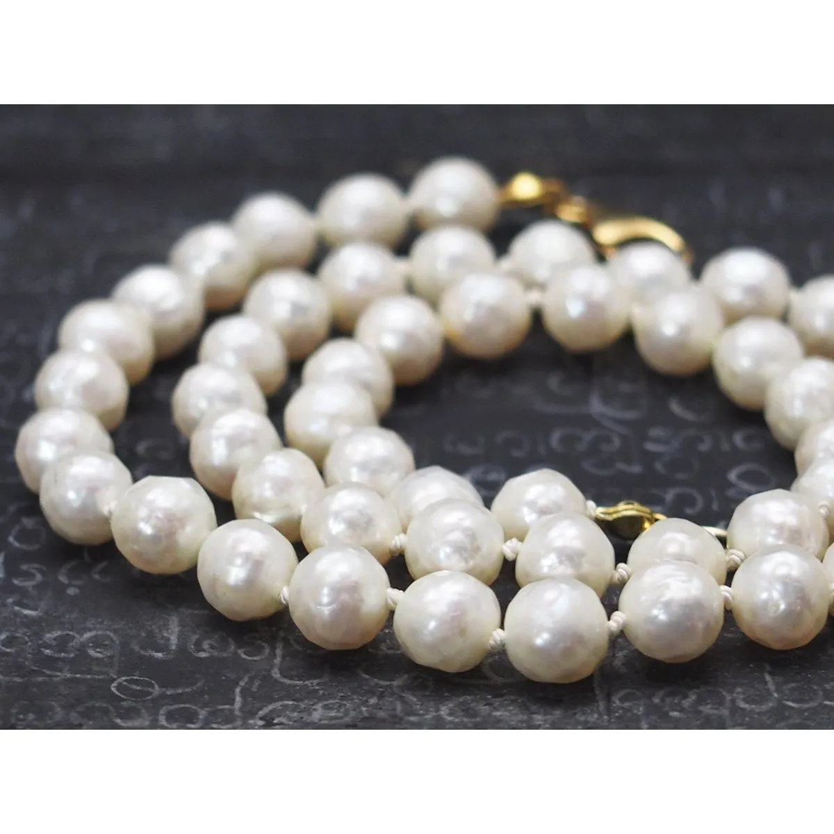 Fresh Water Pearl Knotted Necklace with Gold Filled Trigger Clasp
