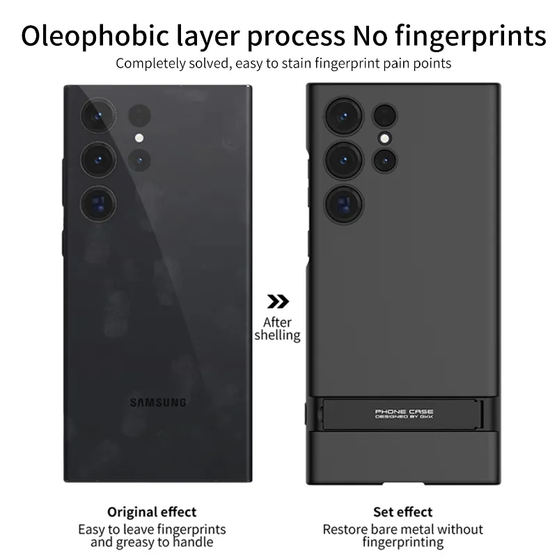 Full Coverage Ultra-thin Skin-friendly Matte Phone Case With Adjustment Bracket For Samsung Galaxy S23