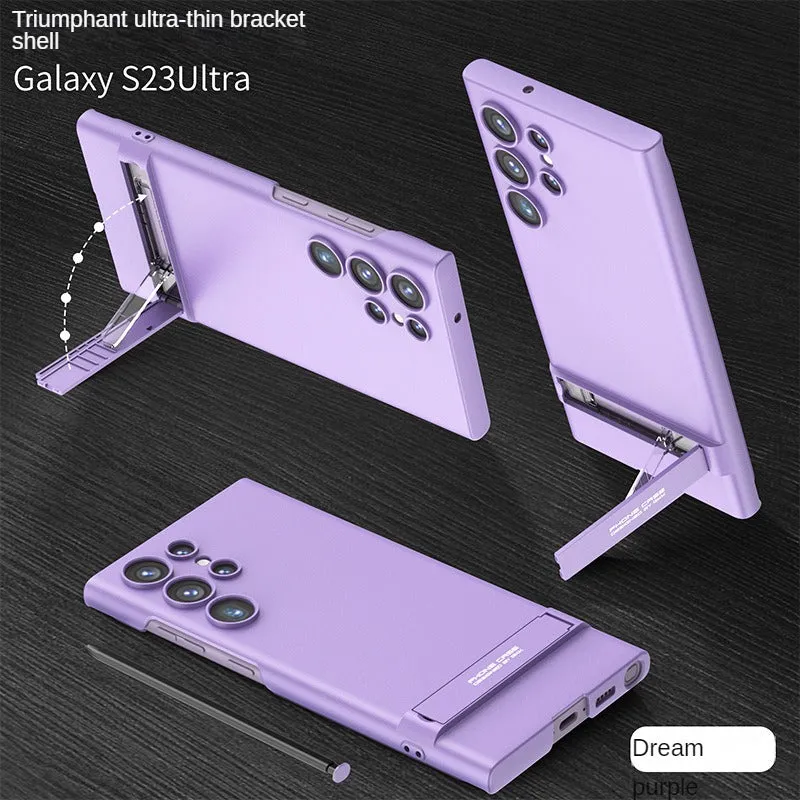 Full Coverage Ultra-thin Skin-friendly Matte Phone Case With Adjustment Bracket For Samsung Galaxy S23