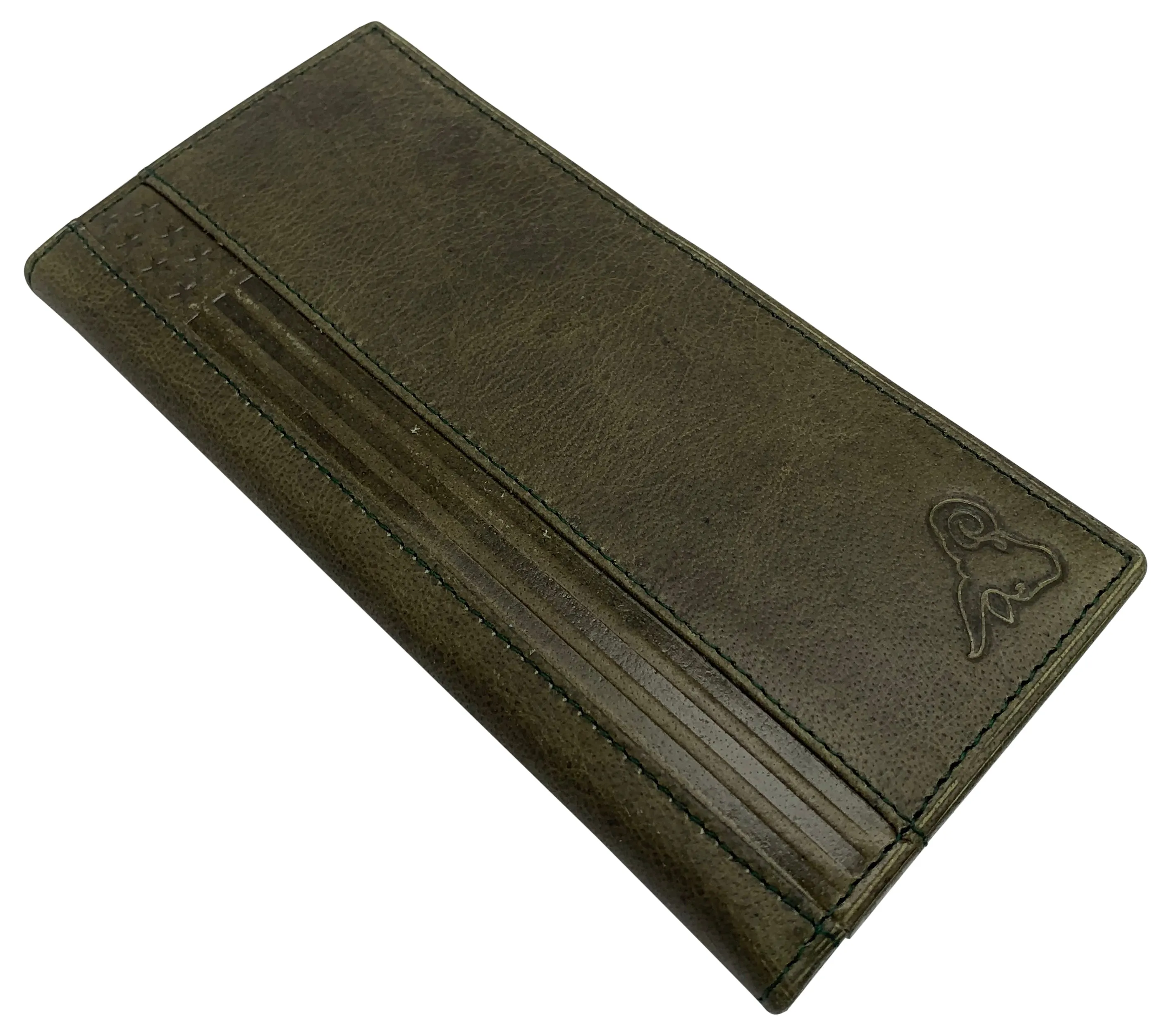 Genuine Leather Long Bifold Checkbook Cover Wallet Multi Card Pocket Holder USA Series