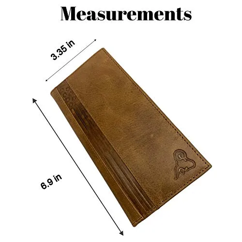Genuine Leather Long Bifold Checkbook Cover Wallet Multi Card Pocket Holder USA Series