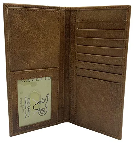 Genuine Leather Long Bifold Checkbook Cover Wallet Multi Card Pocket Holder USA Series