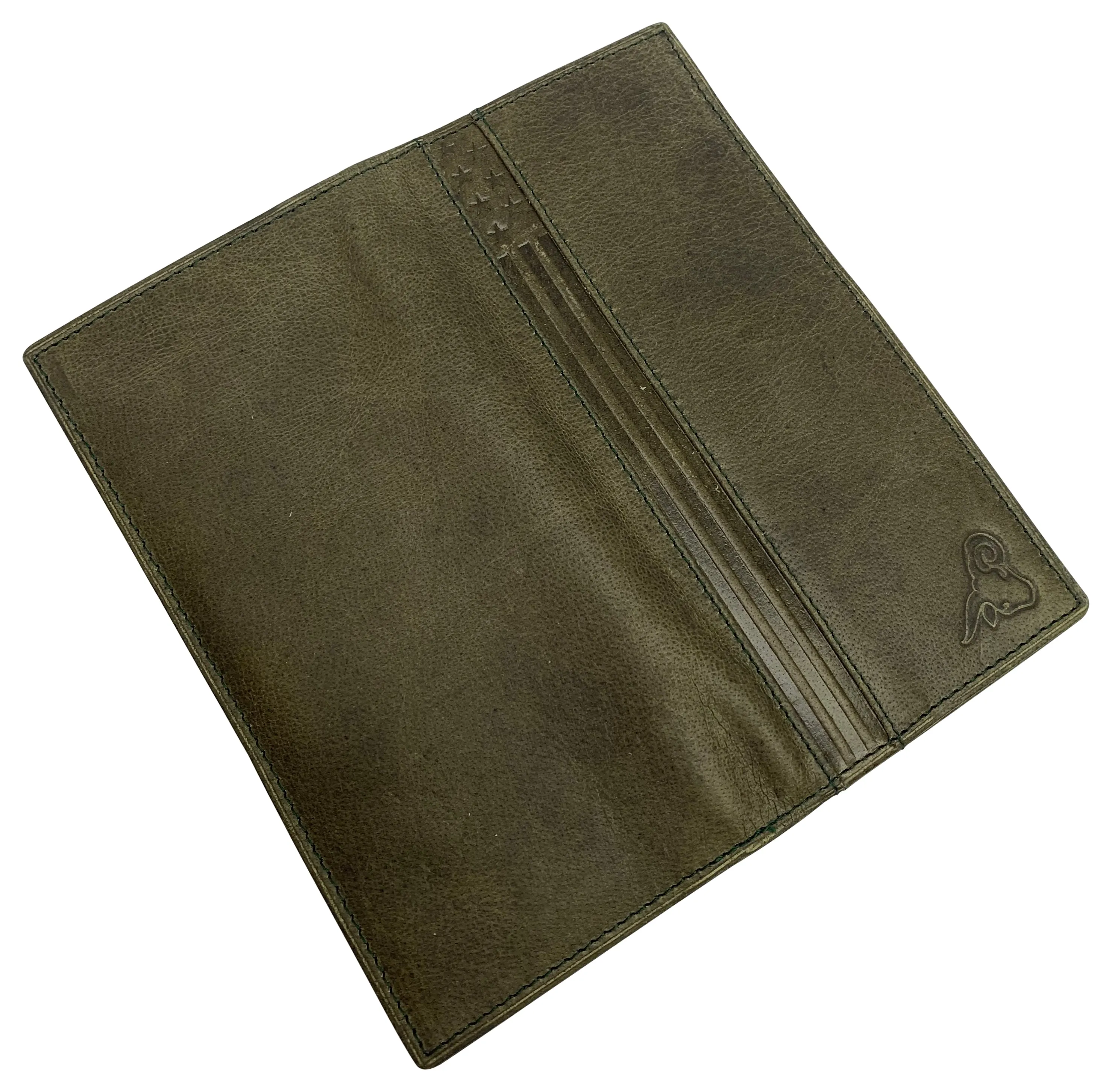 Genuine Leather Long Bifold Checkbook Cover Wallet Multi Card Pocket Holder USA Series