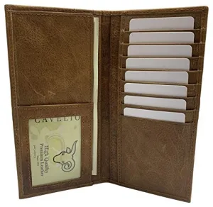 Genuine Leather Long Bifold Checkbook Cover Wallet Multi Card Pocket Holder USA Series