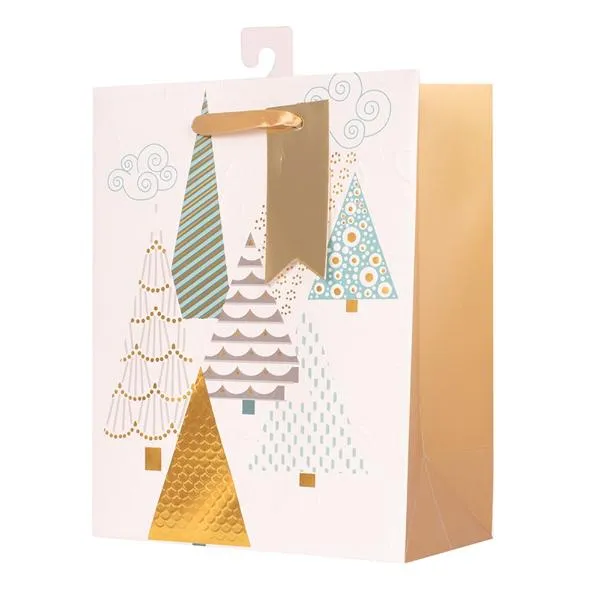 GEOMETRIC CHRISTMAS TREES GIFT BAG MEDIUM 18X23X10CM