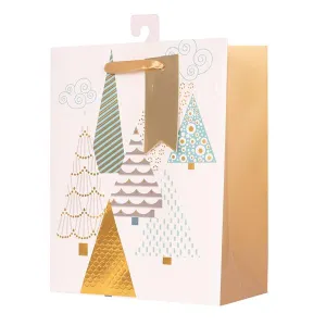 GEOMETRIC CHRISTMAS TREES GIFT BAG MEDIUM 18X23X10CM