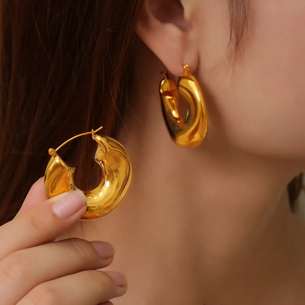 Geometric Line Weaving Titanium Steel Glossy Earrings