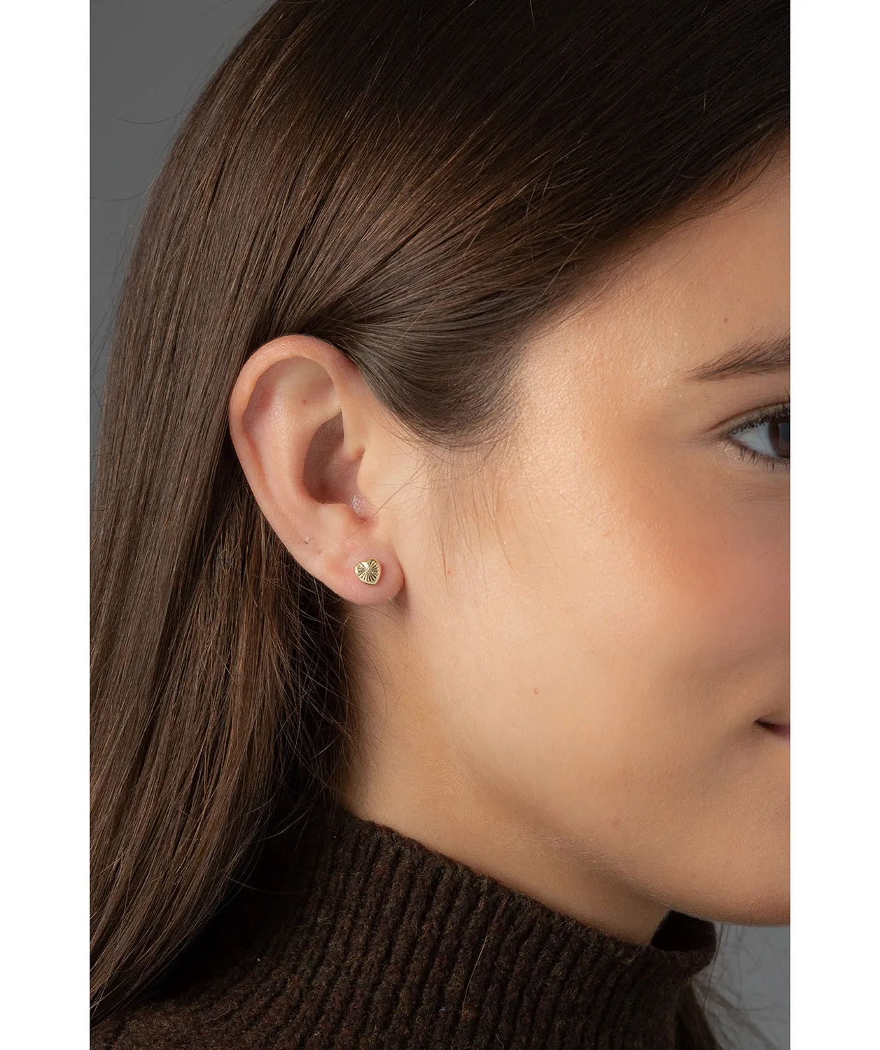 Gift Packaged 'Calista' Diamond Cut 9ct Yellow Gold Heart Earrings