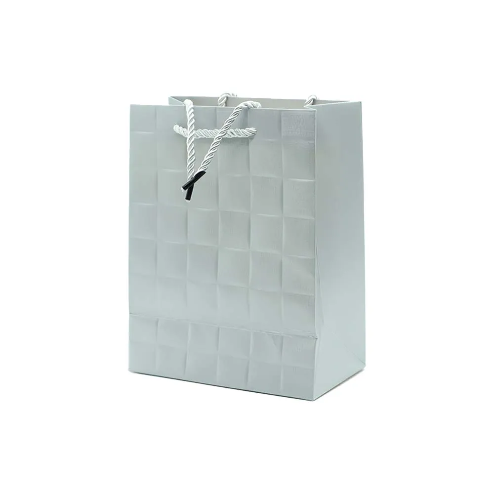 Gift Paper Bag Check Embossed 18x23cm Medium
