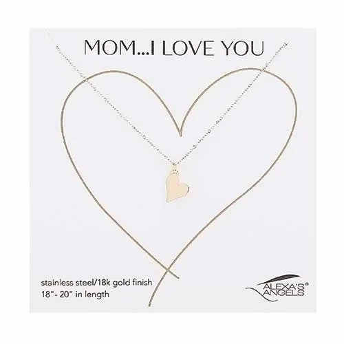 Gold Heart Necklace for Mom