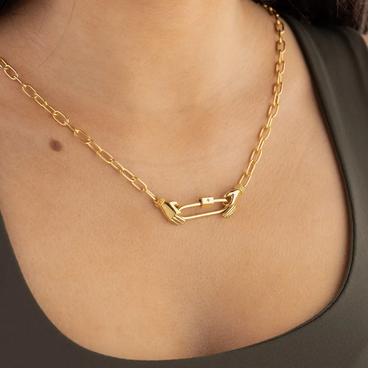 Gold Plated Precious Hands Necklace