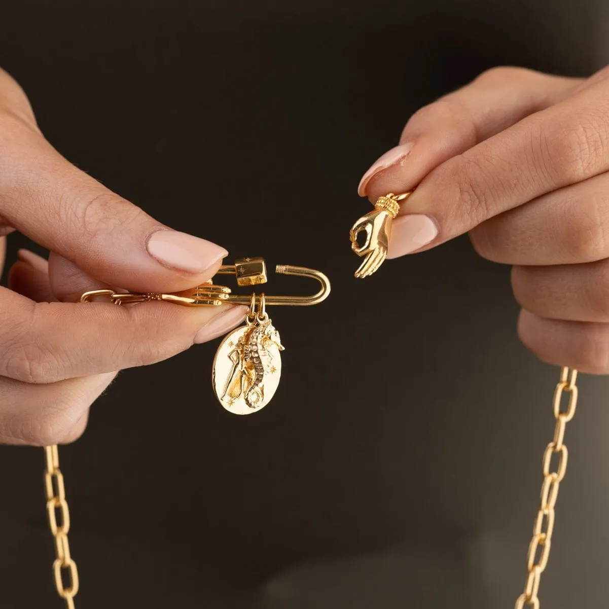 Gold Plated Precious Hands Necklace